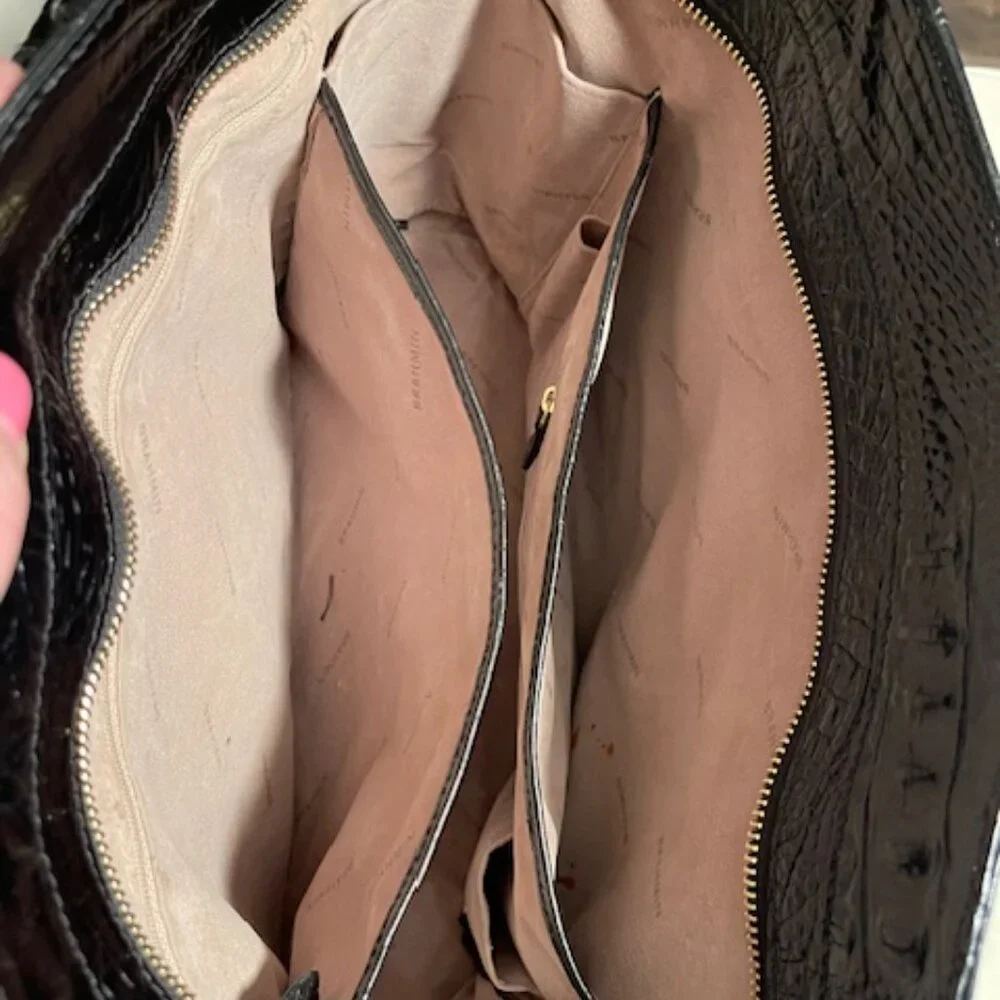 Black Croc-Embossed Laptop Tote Bag